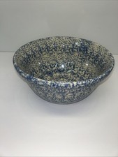 Gerald E. Henn ciotola di miscelazione ceramica spugna blu 10" firmata