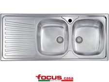 Lavello Monica acciaio cm 116 x 50 2 vasche destre e gocciolatoio Made in Italy