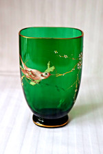 Antico vaso Art Nouveau francese Baccarat Japonisme vetro smaltato 1880-1900