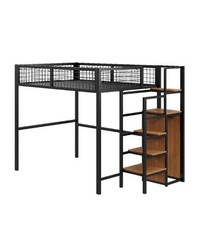 Letto a soppalco 140 x 200 con scaletta - Struttura in metallo nero (nuovo)