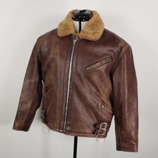 Giacca bomber aviatore vintage uomo XL pelle shearling marrone personalizzata Bob Marley