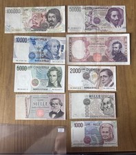 LOTTO 9 BANCONOTE LIRE 100000