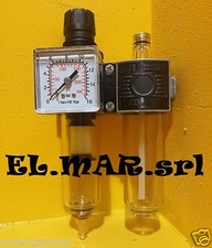 Riduttore Pressione 1/4" F Lubrificatore Filtro + manometro compressore aria 