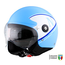 Casco Demi Jet Napoli Scudetto Azzurro Visiera Elicottero Omologato Moto Scooter