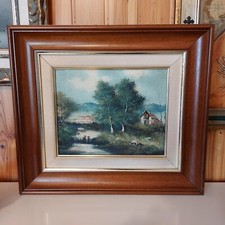 Quadro Antico metà del 900 paesaggio montagna - Dipinto olio su tela cm 50x43
