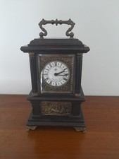 Antico Orologio Da Tavolo Con Carillon Legno E Rame