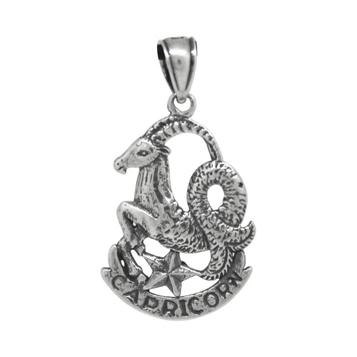 925 sterling silver capricorn - silver,