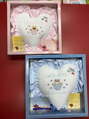 Fiocco nascita cuore con - nascita, tela