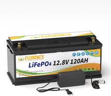 Batteria litio 12V 120Ah LiFePO4 batteria 120A BMS camper impianto solare + caricabatterie