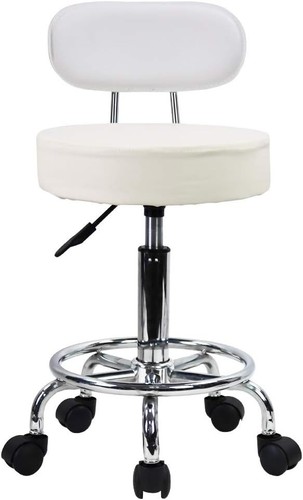 Sgabello rotelle pelle pu - pelle,