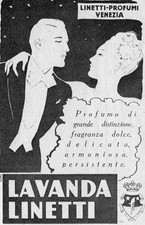 Pubblicità vintage lavanda Linetti profumo Venezia old advertising reklame A1