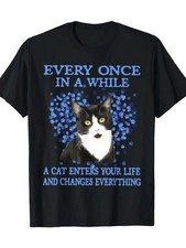 T-Shirt Uomo Casual 100% Cotone con Stampa Gatto Ispirante - "Un Gatto Entra Yo