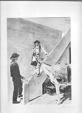 INCONTRO FOLKLORE SARDO SARDEGNA GIUSEPPE D'AMICO CHINA SERIGRAFIA SETA ASINO