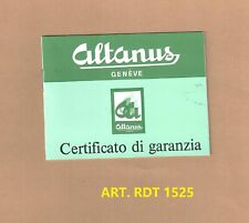 Vecchia garanzia orologio ALTANUS originale anni '70 " non compilata "