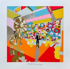 UGO NESPOLO 50x50 serigrafia su carta "Only balloons " interno di museo