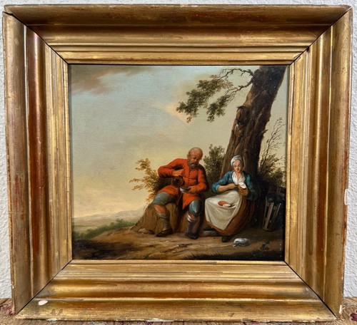 Antico dipinto olio - , paesaggio