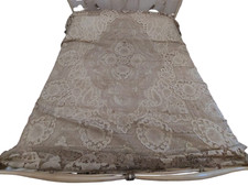 Coperta matrimoniale vintage color écru e beige di pizzo di Burano anni 80 new -