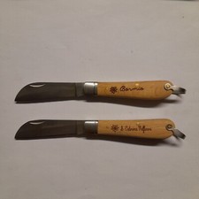 Lotto 2 coltellini  lama da 60 mm mai usati manico legno 
