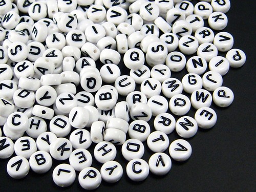 Perline lettere 7mm bianco - Ø,