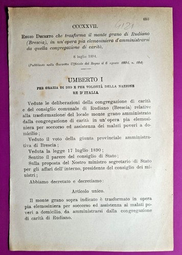 Rudiano regio decreto - rudiano,regio,