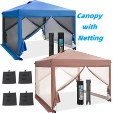 Gazebo a baldacchino pop up 10 x 10' tenda festa matrimonio impermeabile 4 reti pareti laterali