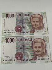 DUE BANCONOTE DA 1000 LIRE MONTESSORI CON SERIE IN SUCCESSIONE 3 OTTOBRE 1990