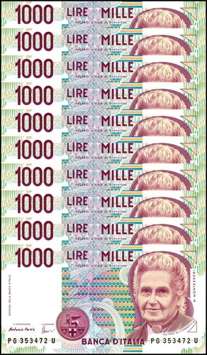 Italy 1000 lire 1990 p - 1000, p-114c