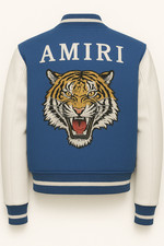 Giacca AMIRI blu Varsity uomo designer ricamata schiena tigre
