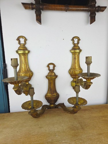 Trio appliques murales bronze