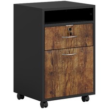 Mobile per Ufficio con Serratura e Armadietto 40x35x60 cm Marrone Icon Space