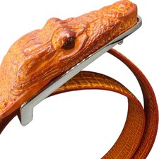 Cintura capolavoro coccodrillo 3D pelle bovina 35 mm H W cintura in pelle marrone chiaro nuova