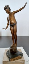 Scultura in bronzo di Gabriele Parente - Acquaiolo - Fanciullo su anfora"
