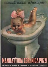 PUBBL.1951 MANIFATTURA CERAMICA POZZI SANITARI BIMBA BAMBOLA BAGNETTO BOCCASILE