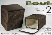 SET 2 CESTE CESTA VIMINI POUF CONTENITORE Portabiancheria BAGNO SALOTTO 52-42 cm