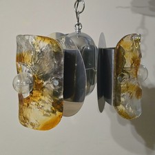 LAMPADARIO SPACE AGE TONI ZUCCHERI PER MAZZEGA VETRO DI MURANO ANNI '70