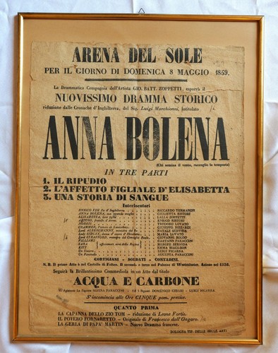 Locandina teatrale antica 1859 - teatrale,