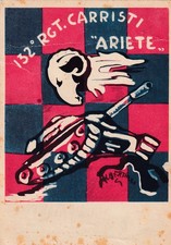 CARTOLINA MILITARE ,132° REGGIMENTO CARRISTI "ARIETE"  viaggiata 1954