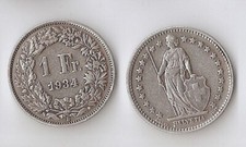 SWITZERLAND  1 franc 1934 B