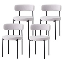 Set 4 sedie da pranzo interno in Tessuto Teddy Moderne Gambe in Metallo Grigio
