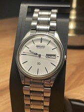 Seiko SQ 124797 Vintage Quartz Nuova Batteria Disco Lucido Orologio Uomo