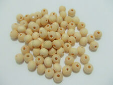  100pz perline in legno naturale tondo 8mm  colore legno naturale