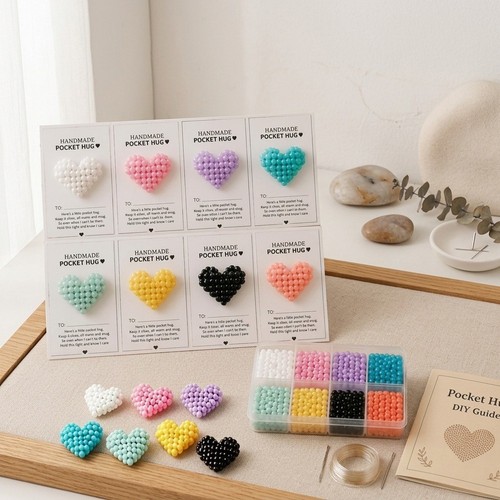 Set perle cuore formato - perle, 3d