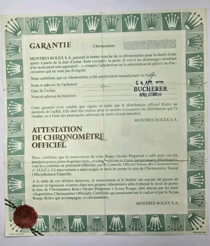 Rolex certificato garanzia - rolex,