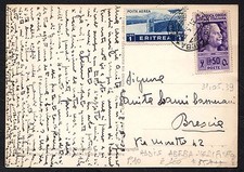STORIA POSTALE Colonie ETIOPIA 1939 Cart da Addis Abeba a Brescia (FSX) RR