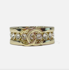 Anello costume CHANEL B 23K strass cristallo CC autentico taglia 6
