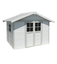 CASETTA DA GIARDINO IN PVC GROSFILLEX "DECO 7" BIANCO E GRIGIO-VERDE 370X298X...