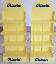 2 ESPOSITORI BANCO RICOLA GIALLI IN PLASTICA PER CONTENERE ASTUCCINI CARAMELLE