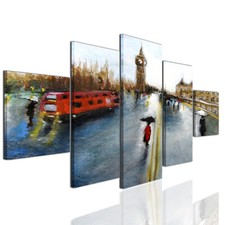 Quadri Londra stampe moderne su tela quadro London and rain impressionism style