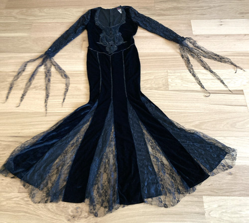 Abito velluto paillettes pizzo - velluto,