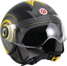 Casco Jet Nero e Giallo Con